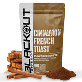 Blackout Coffee Co. front packaging showing cinnamon french toast flavor, enticing aroma benefit