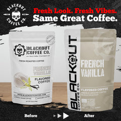 Blackout Coffee Co. closeup label highlighting roast and specialty-grade promise for confident choice