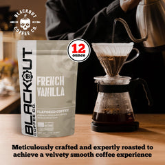 Blackout Coffee Co. pour-over in use showing brewing convenience and rich vanilla aroma