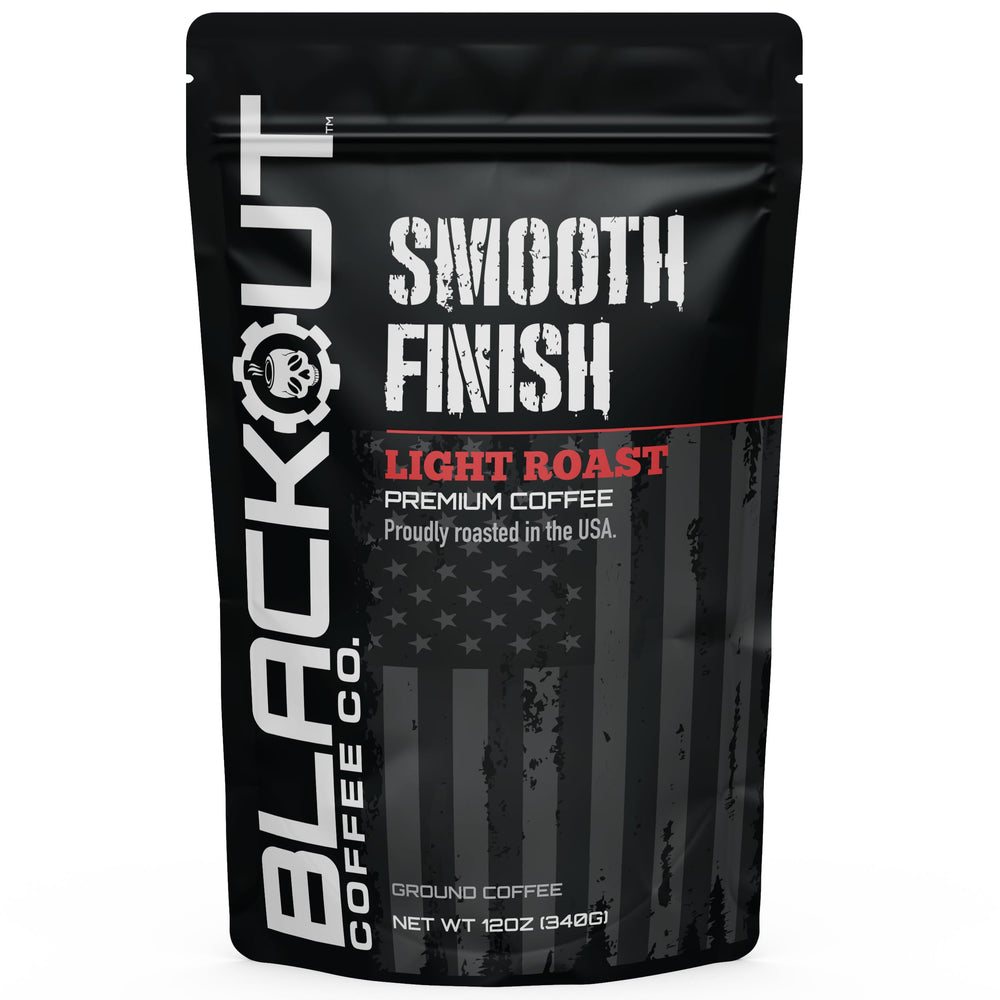 Blackout Coffee Co. front packaging showing 12 oz bag and branding benefit of freshness