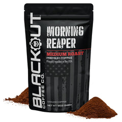 Blackout Coffee Co. Morning Reaper front packaging showing bold branding and bag design