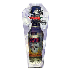 Blair's Crystal Death front view in coffin packaging, collectible presentation benefit