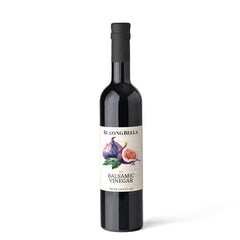 Blazing Bella front bottle view showing premium fig balsamic for finishing dishes