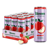 Bloom Nutrition front packaging showing Apple Crisp 12-pack and clean ingredients benefit