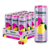 Bloom Nutrition Raspberry Lemon front packaging shows vibrant can and 12-pack benefits