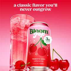 Bloom Nutrition poured over ice in glass showing chilled enjoyment benefit