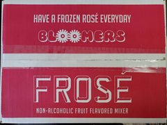 Glass of pink frosé slush made with Bloomers Frosé showing frozen texture and refreshment