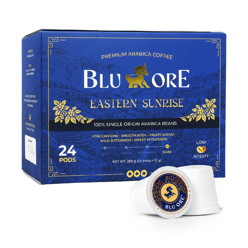 Blu Ore front packaging showing 24-count box and dark roast benefit