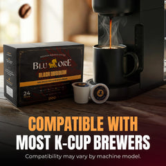 Blu Ore ground coffee texture showcasing rich chocolate notes for flavor