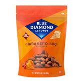 Blue Diamond front packaging shows bold habanero BBQ flavor and serving size benefit