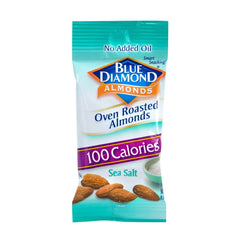 Blue Diamond single 100 calorie pouch held to show compact size and portability
