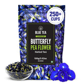 BLUE TEA front pouch showing brand and net weight, keeps tea fresh
