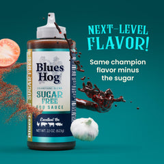 Blues Hog pouring glaze on wings illustrating easy application and flavor