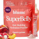 Blume front packaging showing 15 sticks and peach lychee benefit