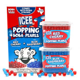 BOBAVIDA front packaging showing red cherry and blue raspberry tubs with clear label and vibrant colors, boosting shelf appeal