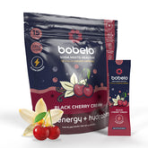 Bobelo front packaging showing Black Cherry Cream flavor and slim stick packs benefits