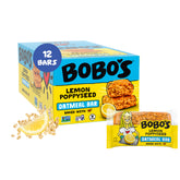 Bobo's front packaging showing lemon poppyseed bars and benefits
