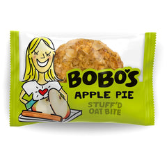 Bobo's front packaging showing apple pie bites and product benefits