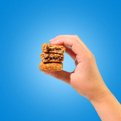 Bobo's single unwrapped blueberry fig bar highlighting chewy texture and portability