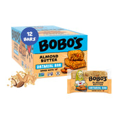 Bobo's front packaging almond butter showing box and twelve bars for convenient stocking