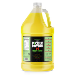 Bob's Pickle Potion gallon front label showing brand and dill flavor benefit: easy recognition