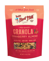 Bob's Red Mill front bag showing cranberry almond granola and brand