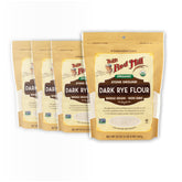 Bob's Red Mill front packaging showing organic dark rye flour and clear labeling