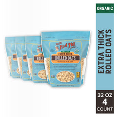 Bob's Red Mill open bag with extra thick oats ready to scoop and use