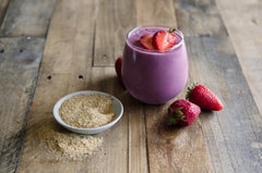 Bob's Red Mill flaxseed meal stirred into oatmeal for added nutrition