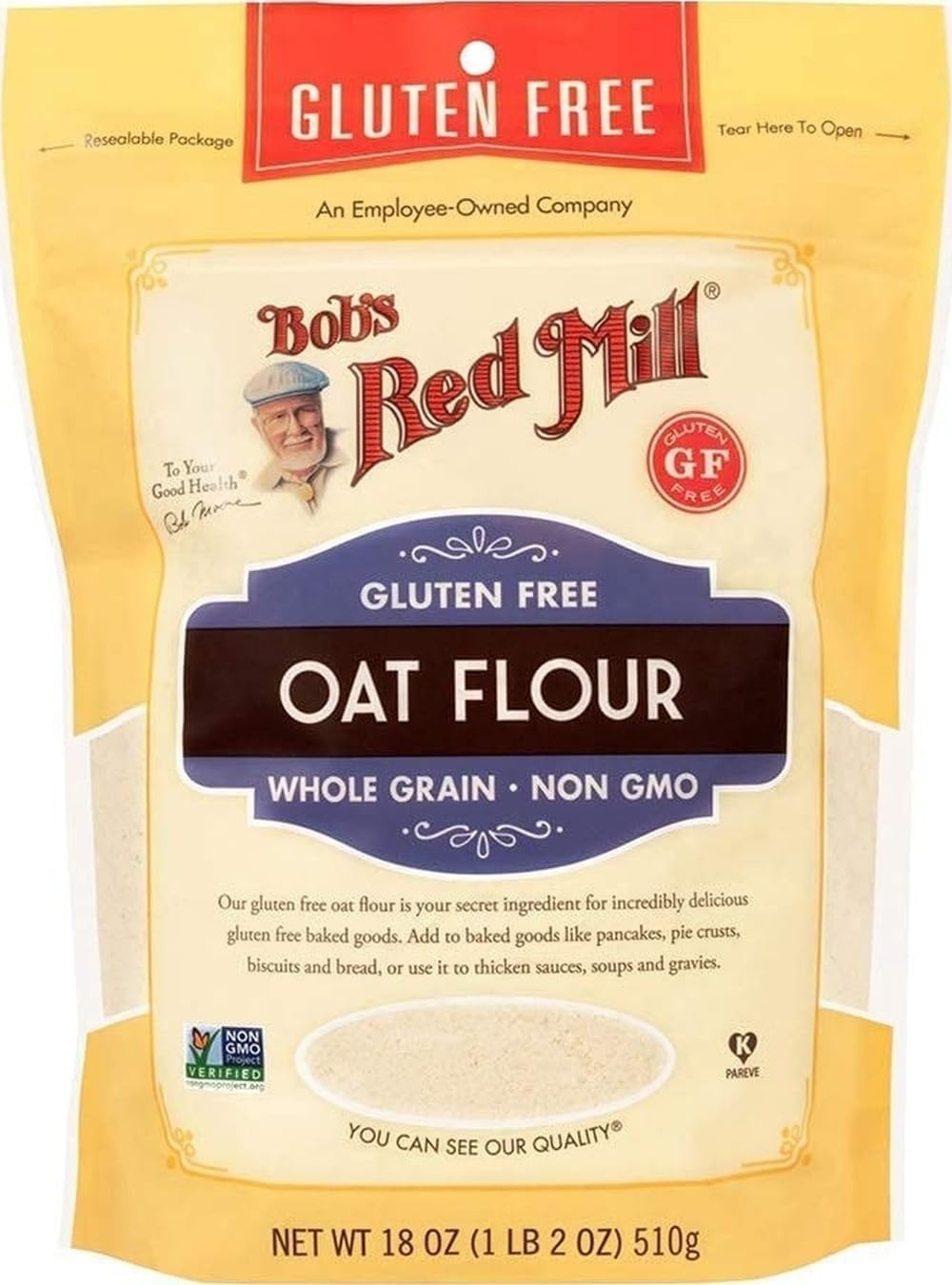 Bob's Red Mill front packaging showing two-pack and clear product branding for pantry stocking