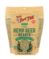 Bob's Red Mill front packaging showing hemp seed hearts and benefits