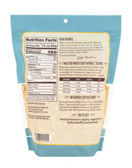 Bob's Red Mill open bag close-up showing thick oat flakes and chewy texture benefit