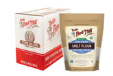 Bob's Red Mill front packaging showing organic spelt flour and clear labeling benefits
