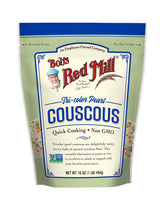 Bob's Red Mill front packaging showing tri-color pearl couscous and benefits