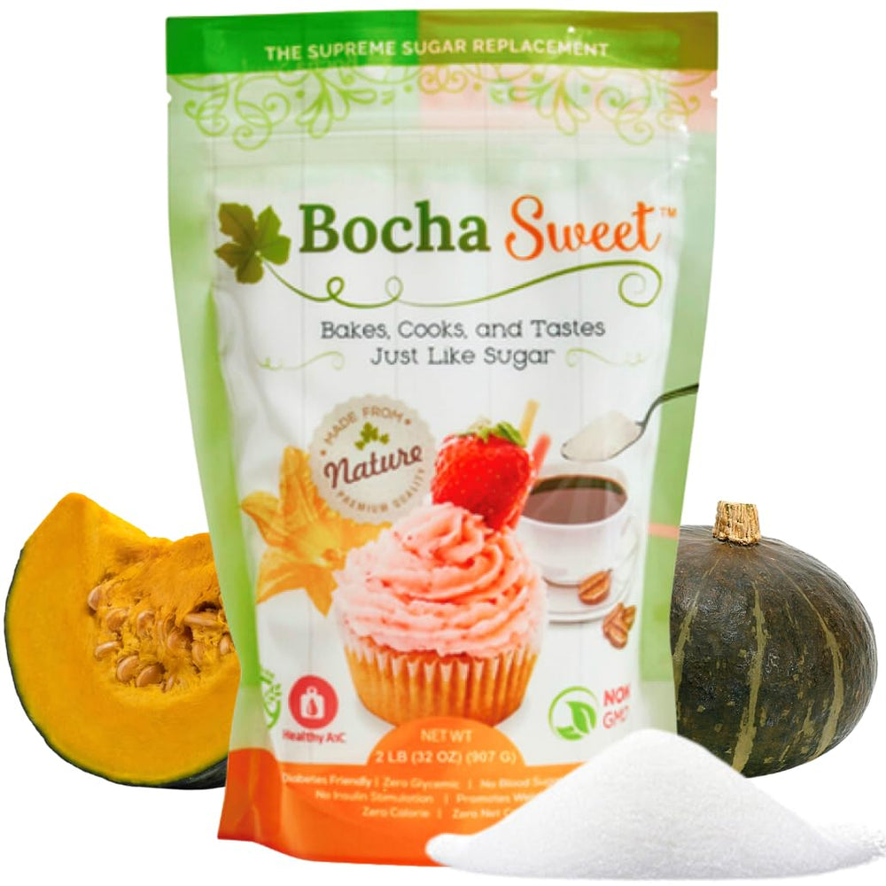 BochaSweet front packaging showing brand and 2 lb size, clear label benefit