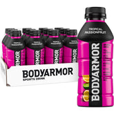 BODYARMOR bottle front label showing passionfruit flavor and benefits