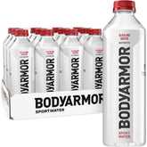 BODYARMOR SportWater front packaging showing 12-pack and clear bottles for reliable supply