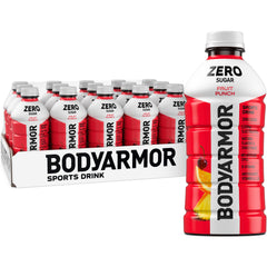 BODYARMOR bottle front packaging showing fruit punch flavor and zero sugar benefit