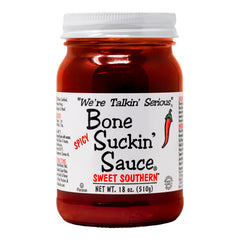Bone Suckin' front label bottle showing southern BBQ flavor benefit