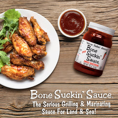 Bone Suckin' glazed chicken on grill demonstrating caramelized finish benefit