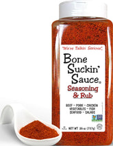 Bone Suckin' front jar label showing original rub, easy identification and appeal