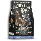 Bones Coffee Company front packaging showing resealable 12 oz bag and flavor