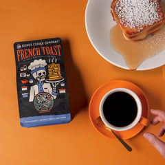 Bones Coffee Company whole beans detail emphasizing small-batch roast quality