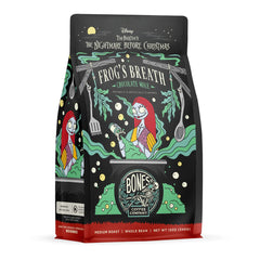 Bones Coffee Company front packaging showing Frog's Breath bag and brand