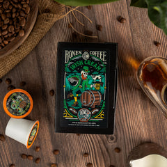 Bones Coffee Company pods arranged in a holder to show size and easy storage benefit