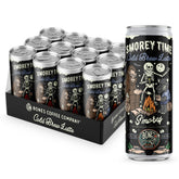 Bones Coffee Company front can showing s'mores design and ready-to-drink convenience