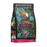 Bones Coffee Company front of bag showing Costa Rica branding and roast benefit