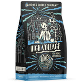 Bones Coffee Company front package view showing bold branding and resealable bag benefit