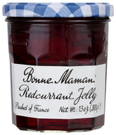 Bonne Maman front packaging showing jar and bright red currant jelly benefit of clear presentation