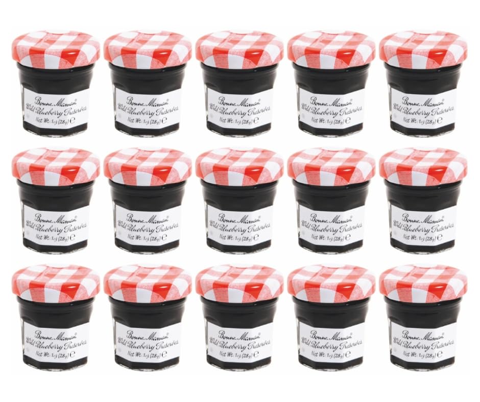 Bonne Maman front packaging showing fifteen mini jars and label, elegant serving